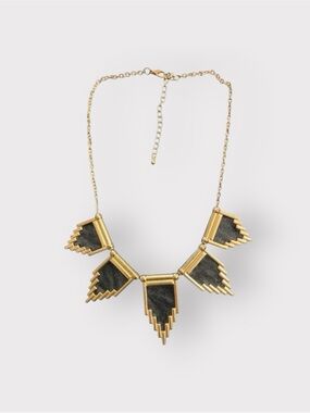 Art Deco Black Gold Statement Necklace - Geometric Chunky Necklace